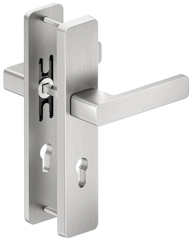 Wykończenie inox i czarny - klamka METAL-BUD ATLAS 72 mm