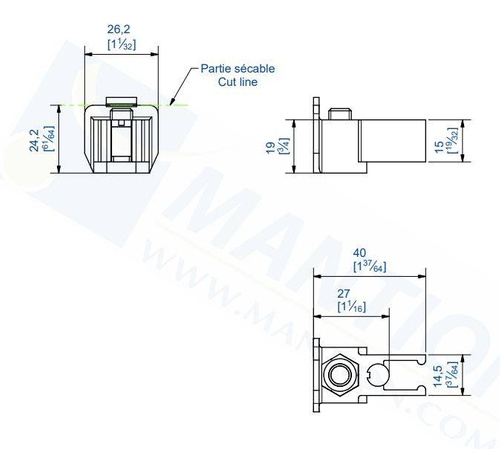 Stoper szyny MANTION 10213, nylon