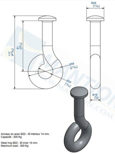 Hak oczkowy MANTION 8821