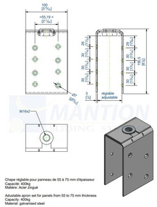 Zakładka wzmacniająca do skrzydeł drewnianych MANTION 0081, ocynk